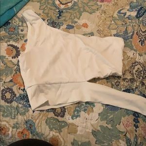 off the shoulder white crop-top